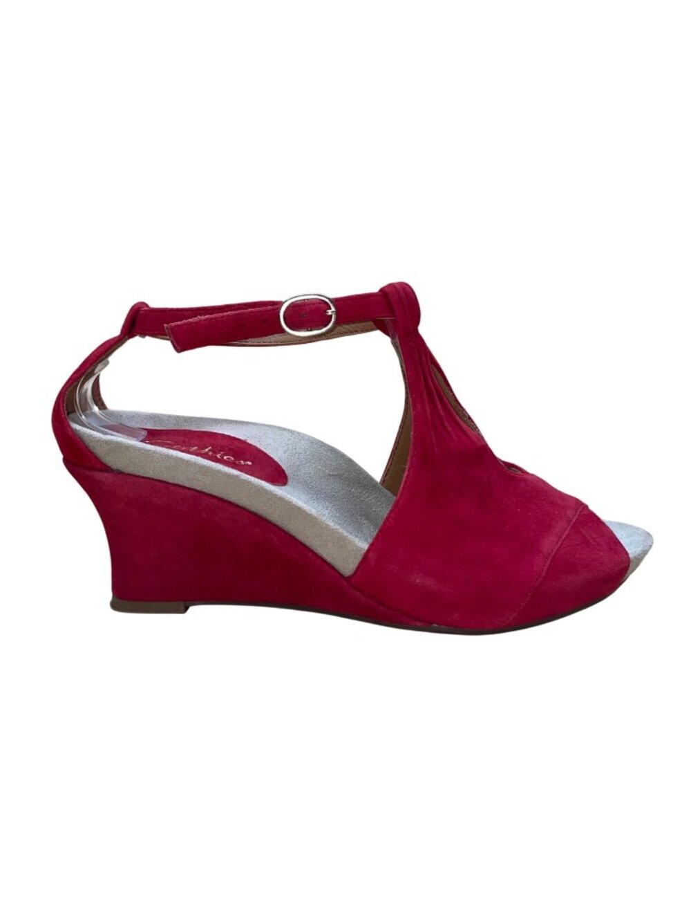 Earthies Womens Brighi Red Suede Open Toe Adjustable Strap Wedge Sandals Sz 8.5B